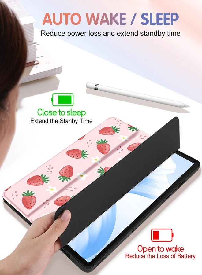 Wazzasoft for Samsung Galaxy Tab S9 FE 5G Case, for Samsung Galaxy Tab S9 Case Cute Women Girls, Girly Kawaii Teens Pretty Folio Cover with Pencil Holder, Strawberry for Galaxy Tablet S9/ S9 FE Cases - Image 5